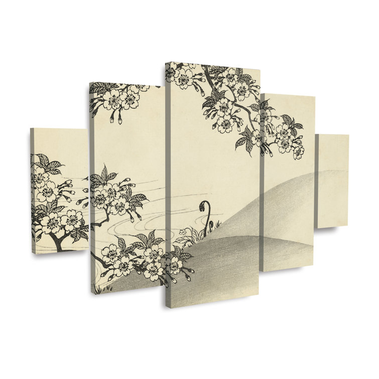 Japanese Cherry Blossom Tree B On Canvas 5 Pieces Print